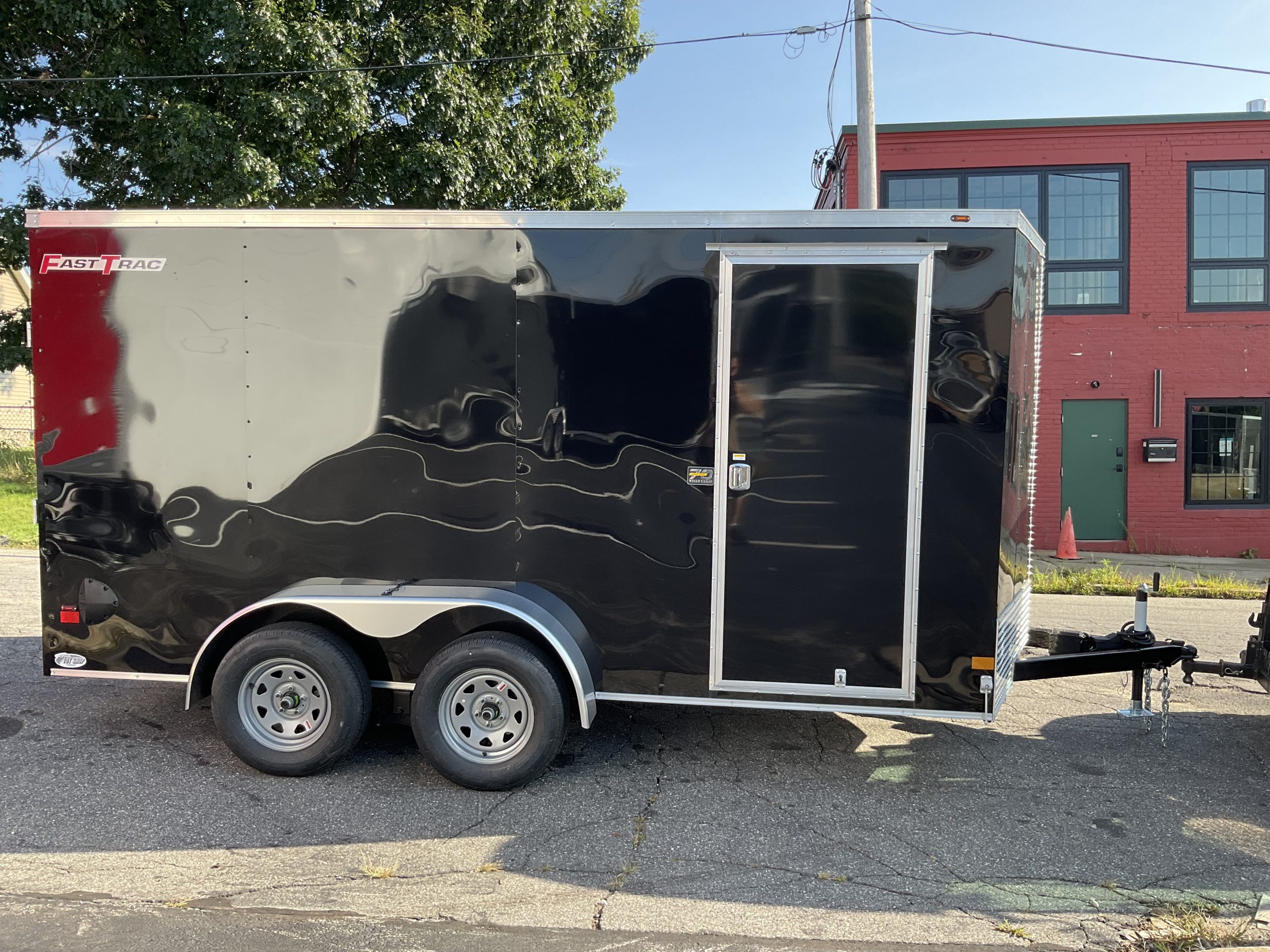 Enclosed Cargo Trailer 7'x14'+2'V Black RAMP Wells Cargo Fast Trac Deluxe