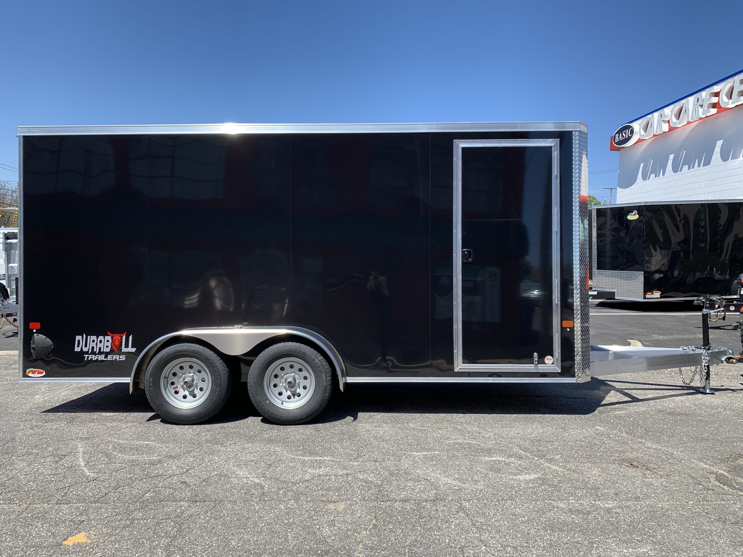 Enclosed Cargo 7'x16'+2'V BLACK RAMP DuraBull Aluminum 6'6" Interior Elite XT