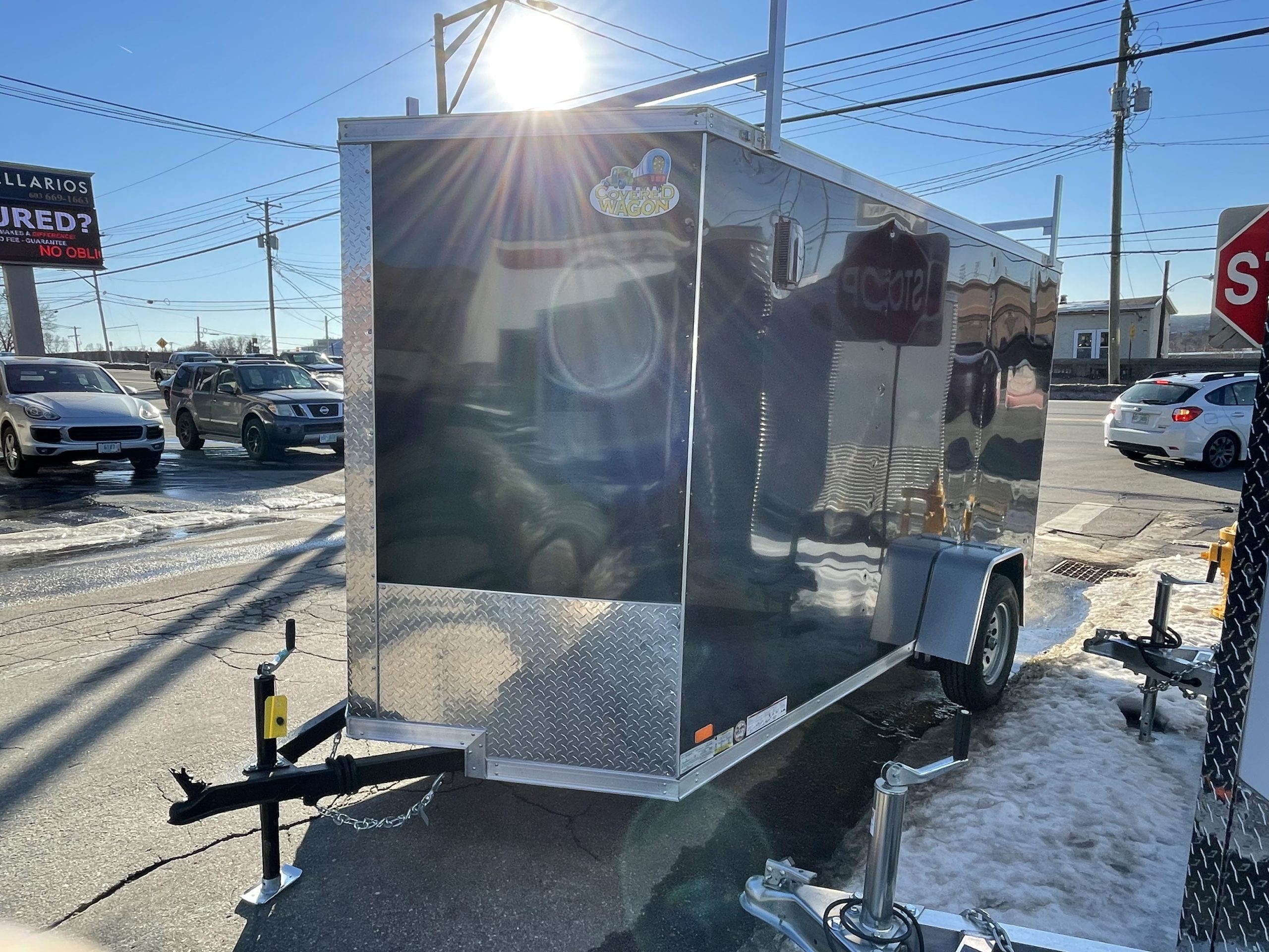 Enclosed Cargo Trailer 6'x12'+2'V BLACK RAMP Covered Wagon