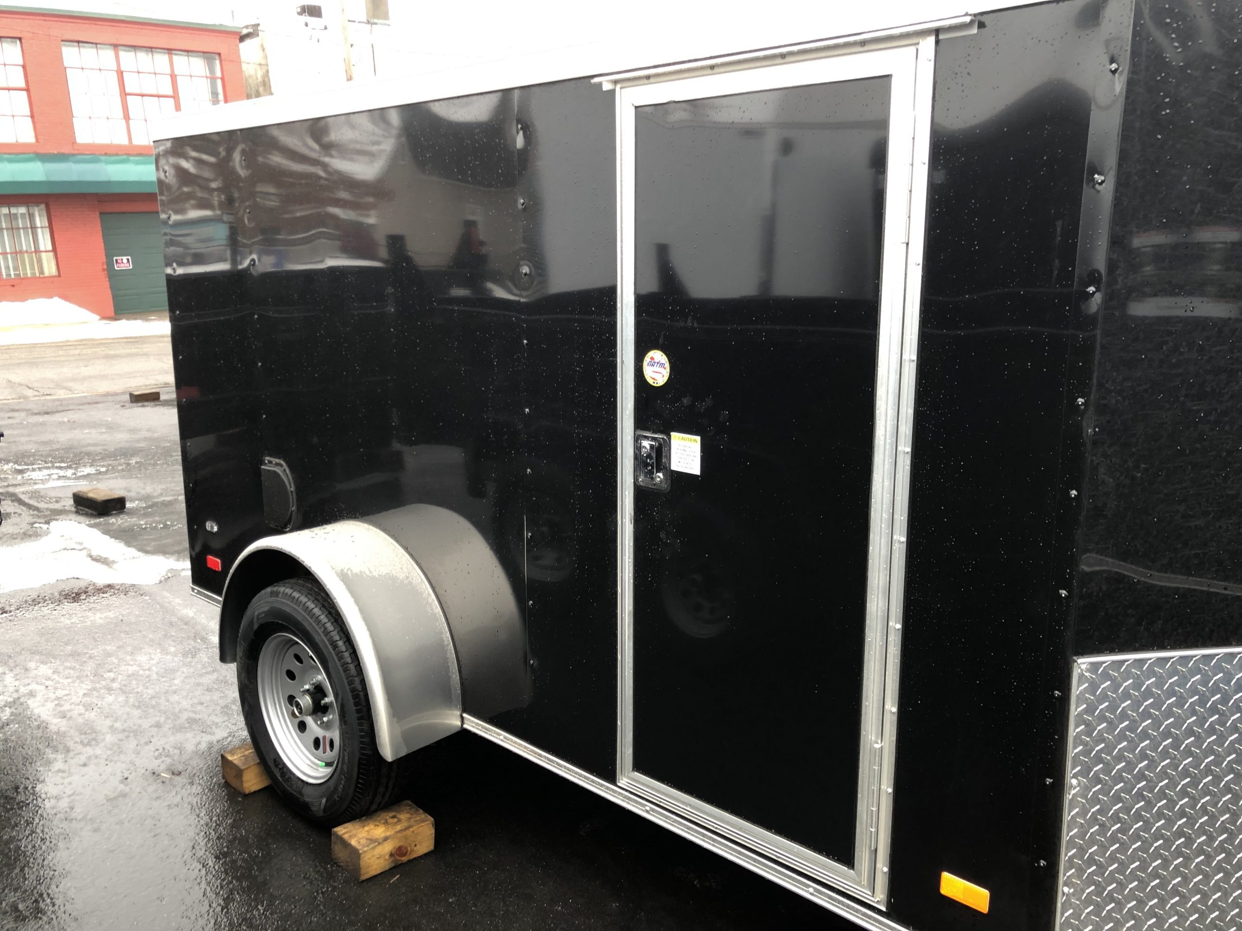 Covered Wagon 5x10 Enclosed Trailer Black Ramp Door