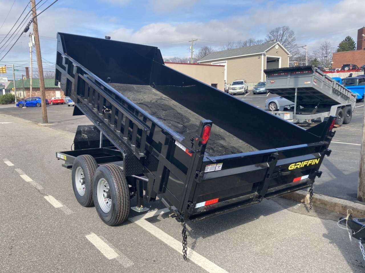 Dump Trailer 83"x14' BLACK Griffin - Telescopic - Ramps - 14K GVWR