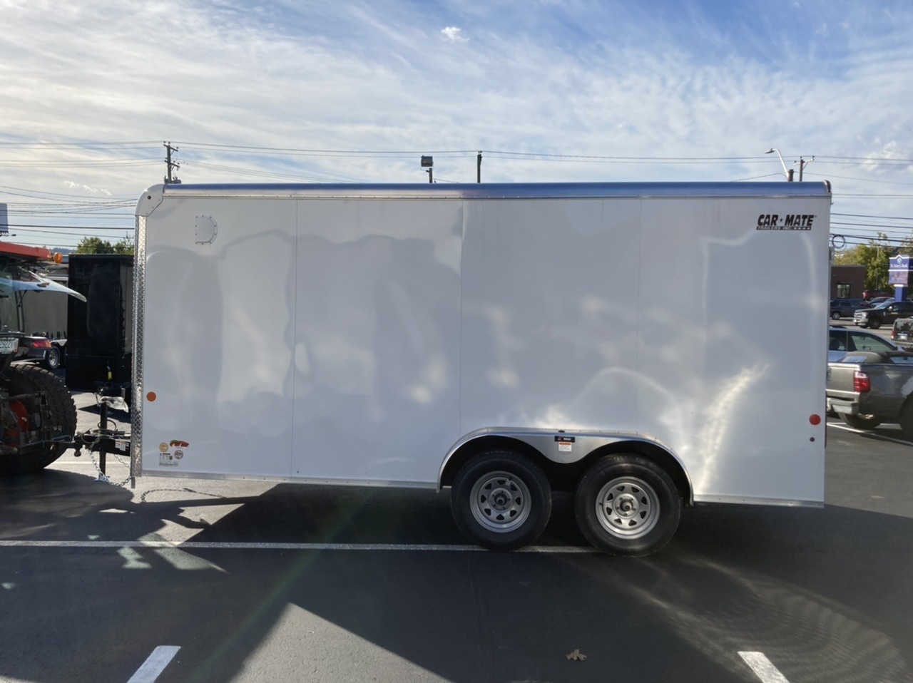 Enclosed Cargo Trailer 7'x16' WHITE RAMP Car Mate Custom Cargo 6" UP