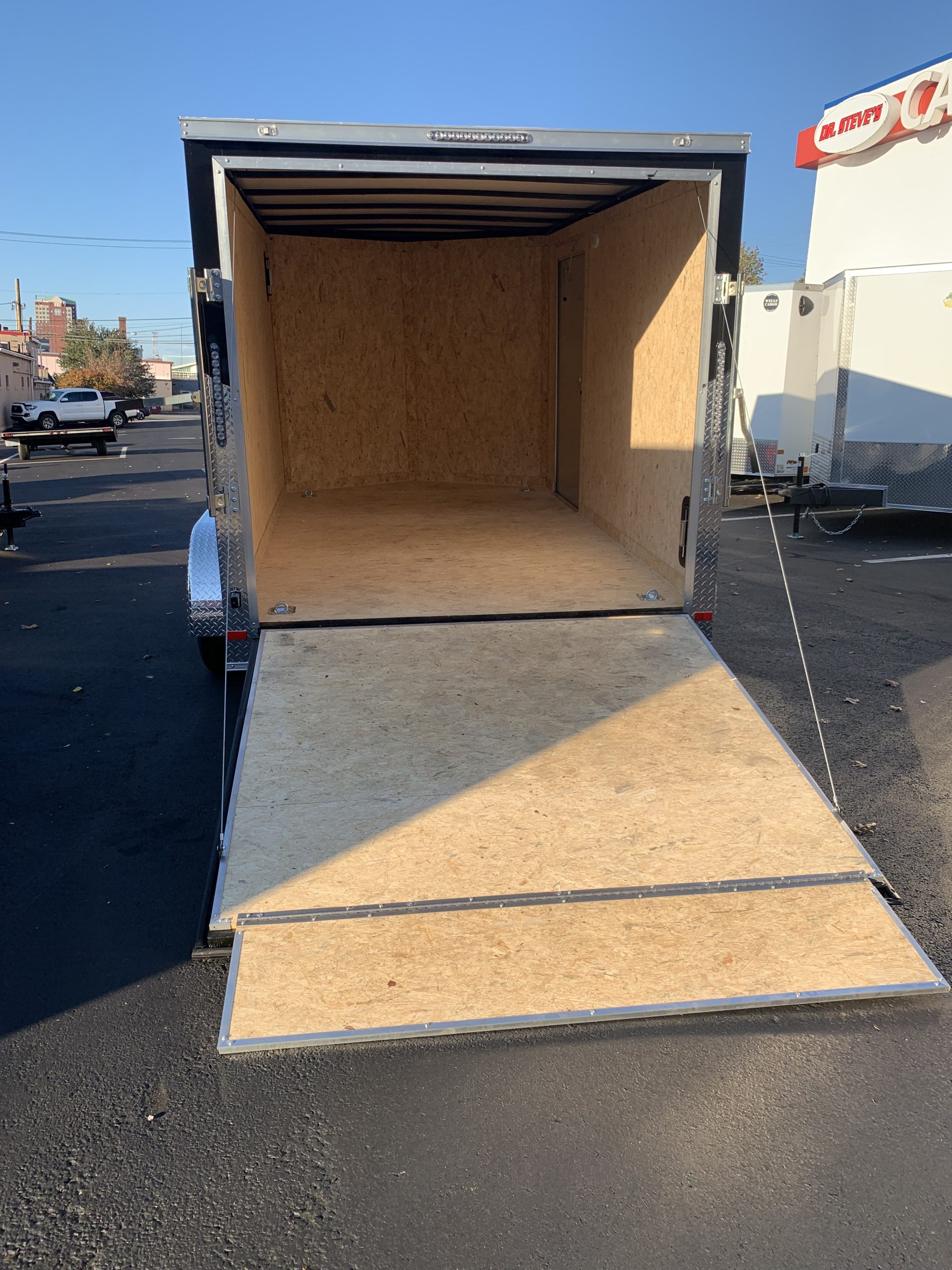 Enclosed Cargo Trailer 7'x12'+2'V BLACK RAMP Covered Wagon