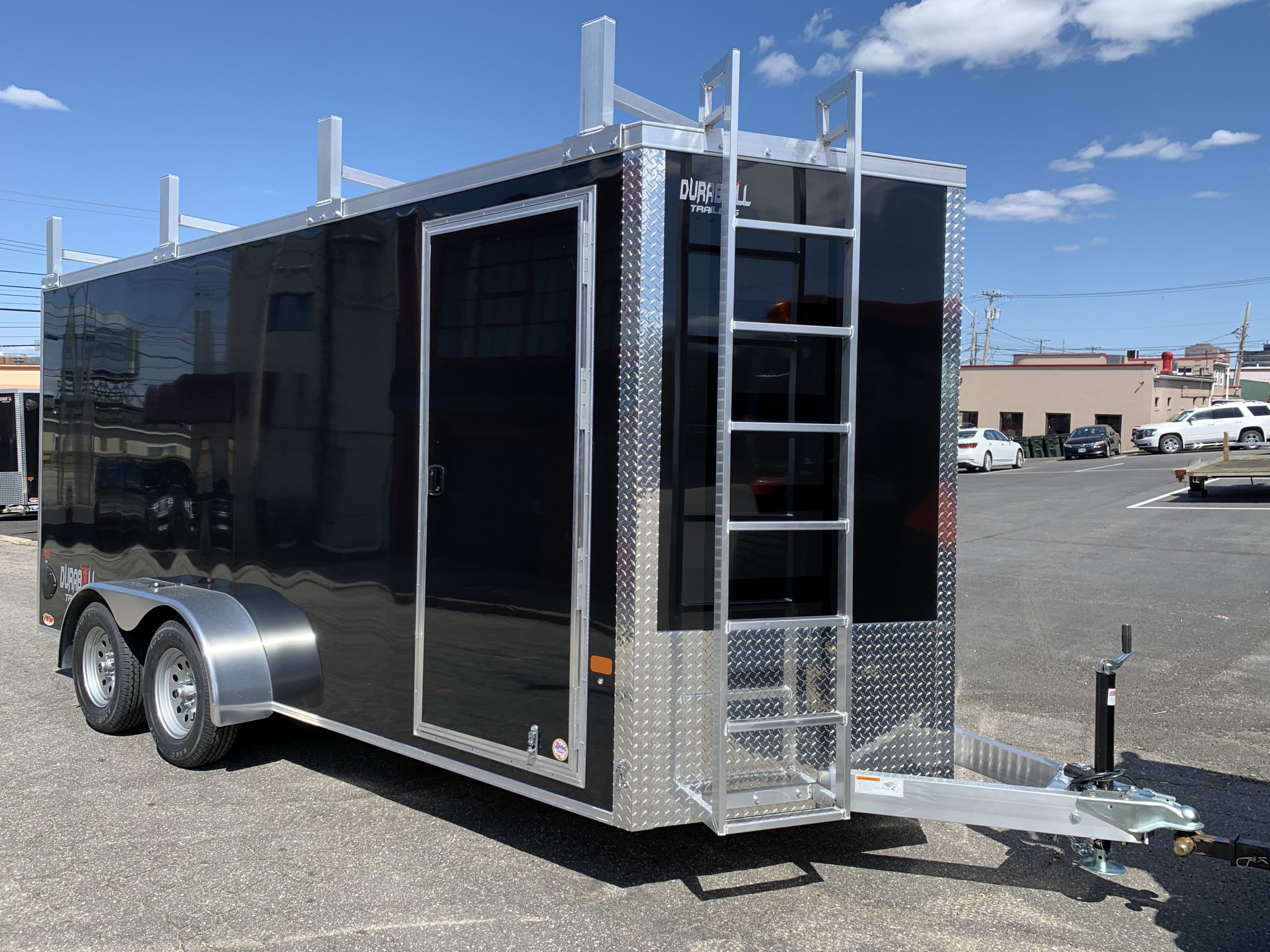 Enclosed Contractor Trailer 7'x16'+2'V BLACK RAMP DuraBull Aluminum  Elite