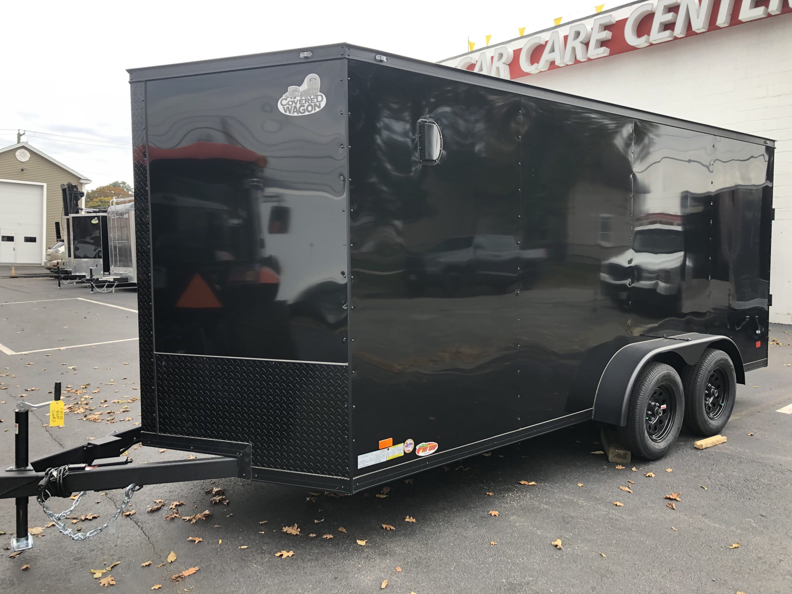 Enclosed Cargo Trailer 7'x16'+2'V BLACK OUT Covered Wagon