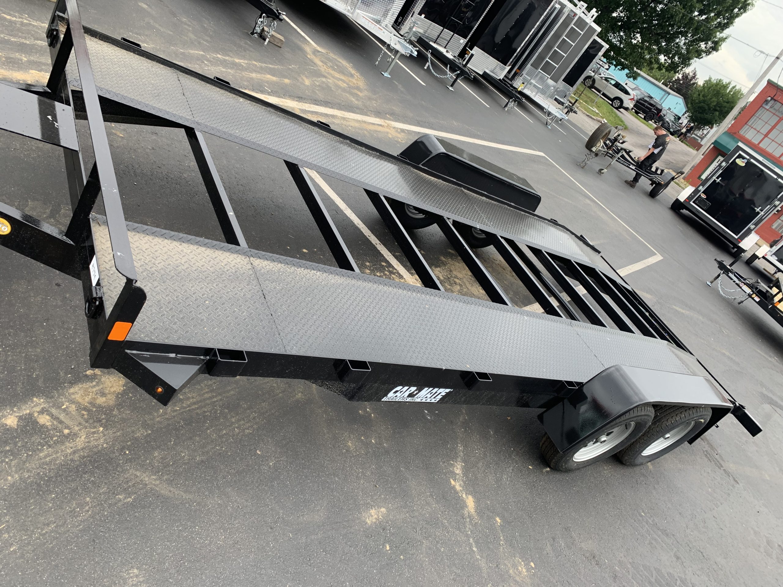 Open Car Hauler 82"x18' BLACK Car Mate Trailer 7k GVWR Steel Runner