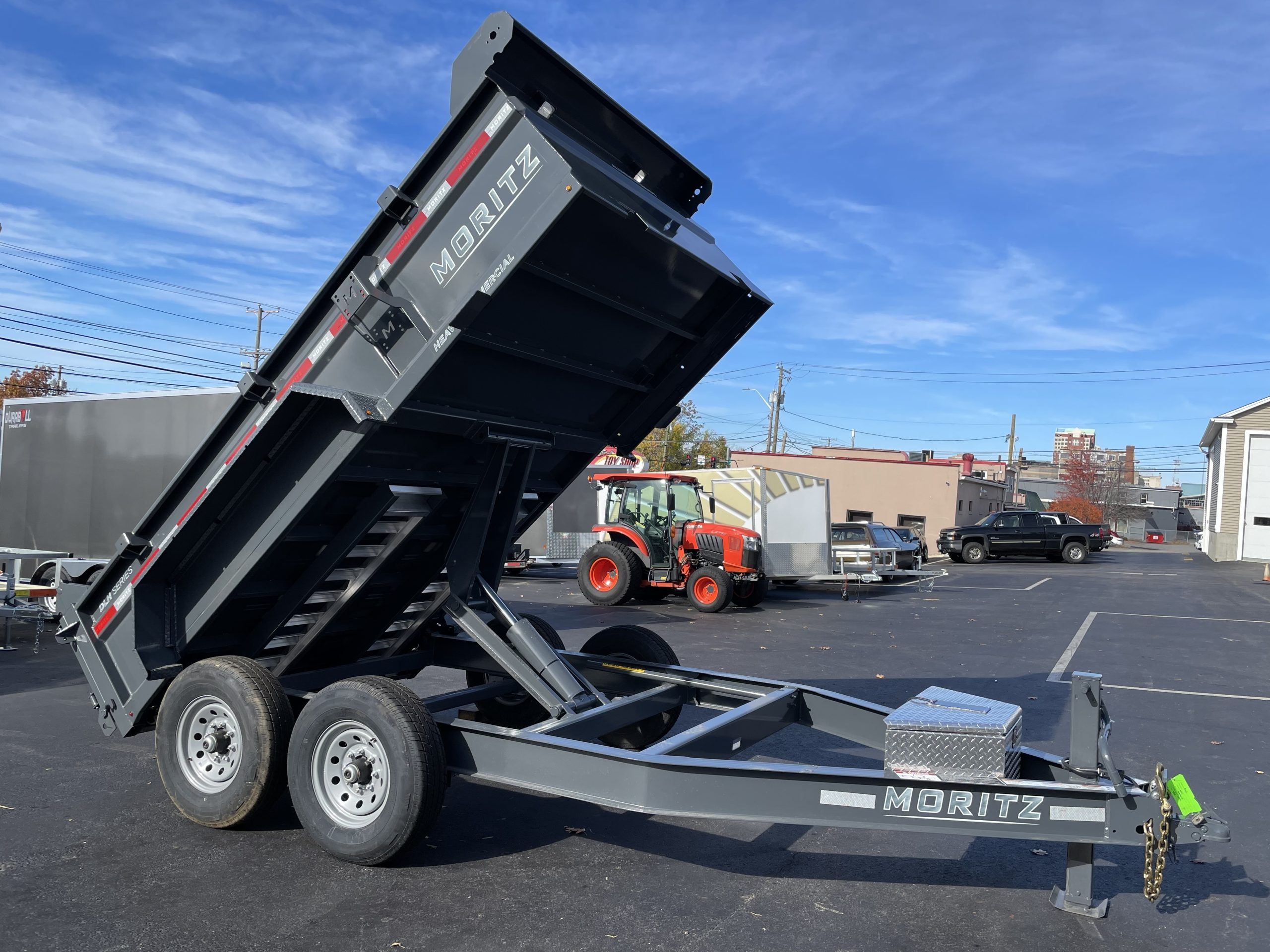 Dump Trailer 81.5"x14' Charcoal Moritz - Scissors Hoist - Ramps - 14k GVWR