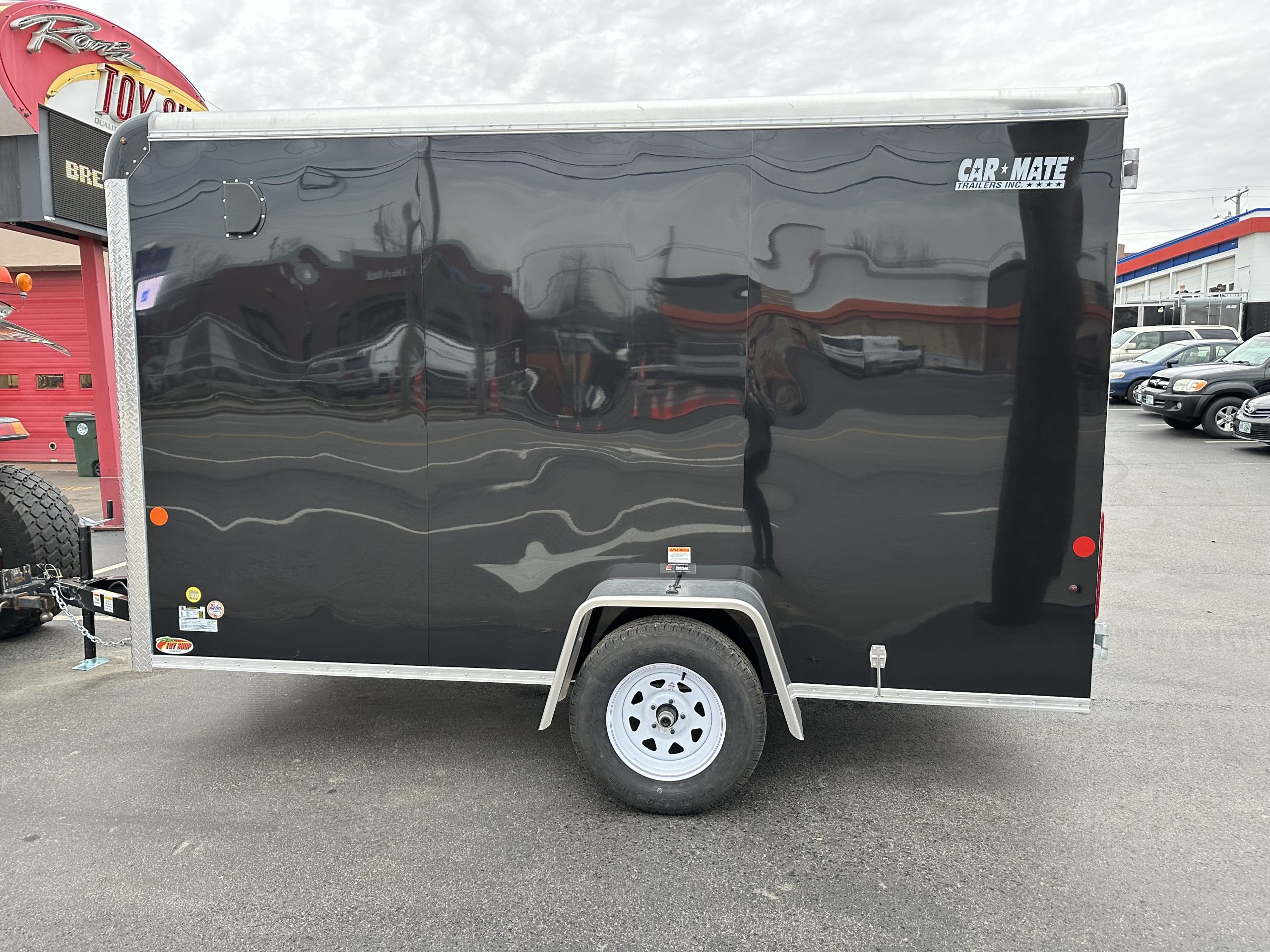 Enclosed Cargo Trailer Car Mate 6'x12' Black Barn Door