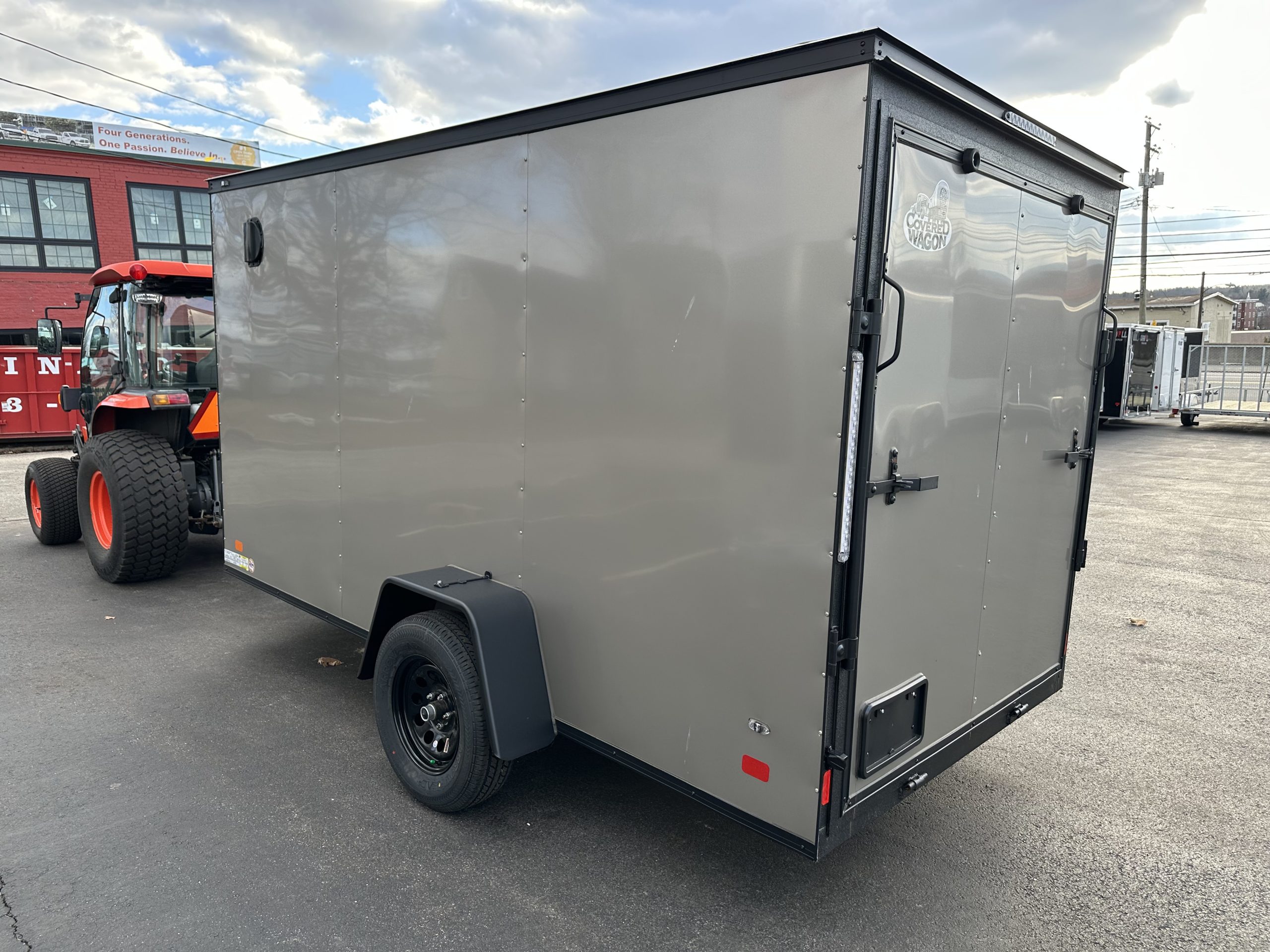 Enclosed Cargo Trailer 6'x12'+2'V Pewter COVERED WAGON RAMP BLK-OUT