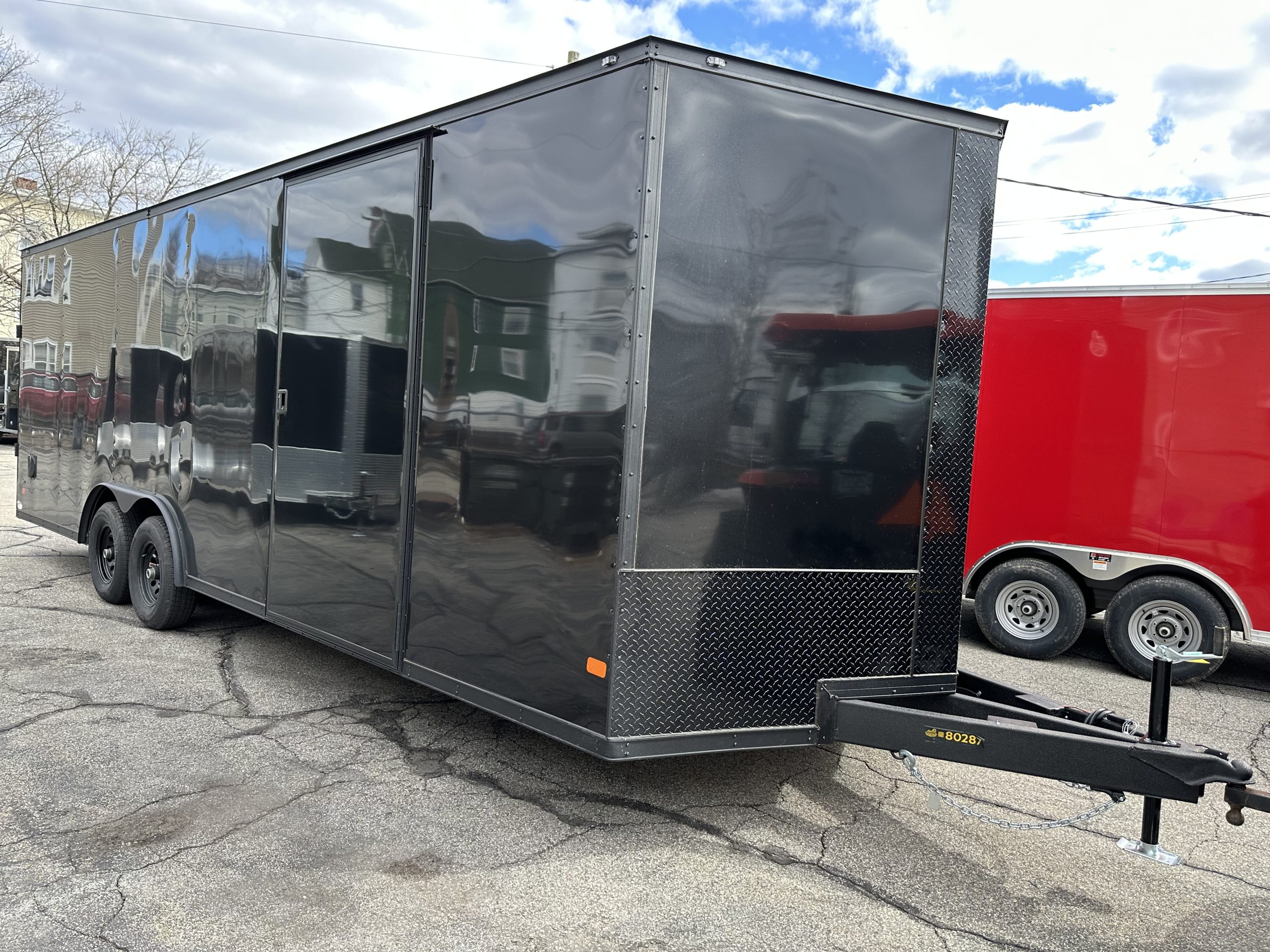 Enclosed Car Hauler Trailer 8.5'x24'+2'V BLACK OUT Covered Wagon 10k 7' Interior Height