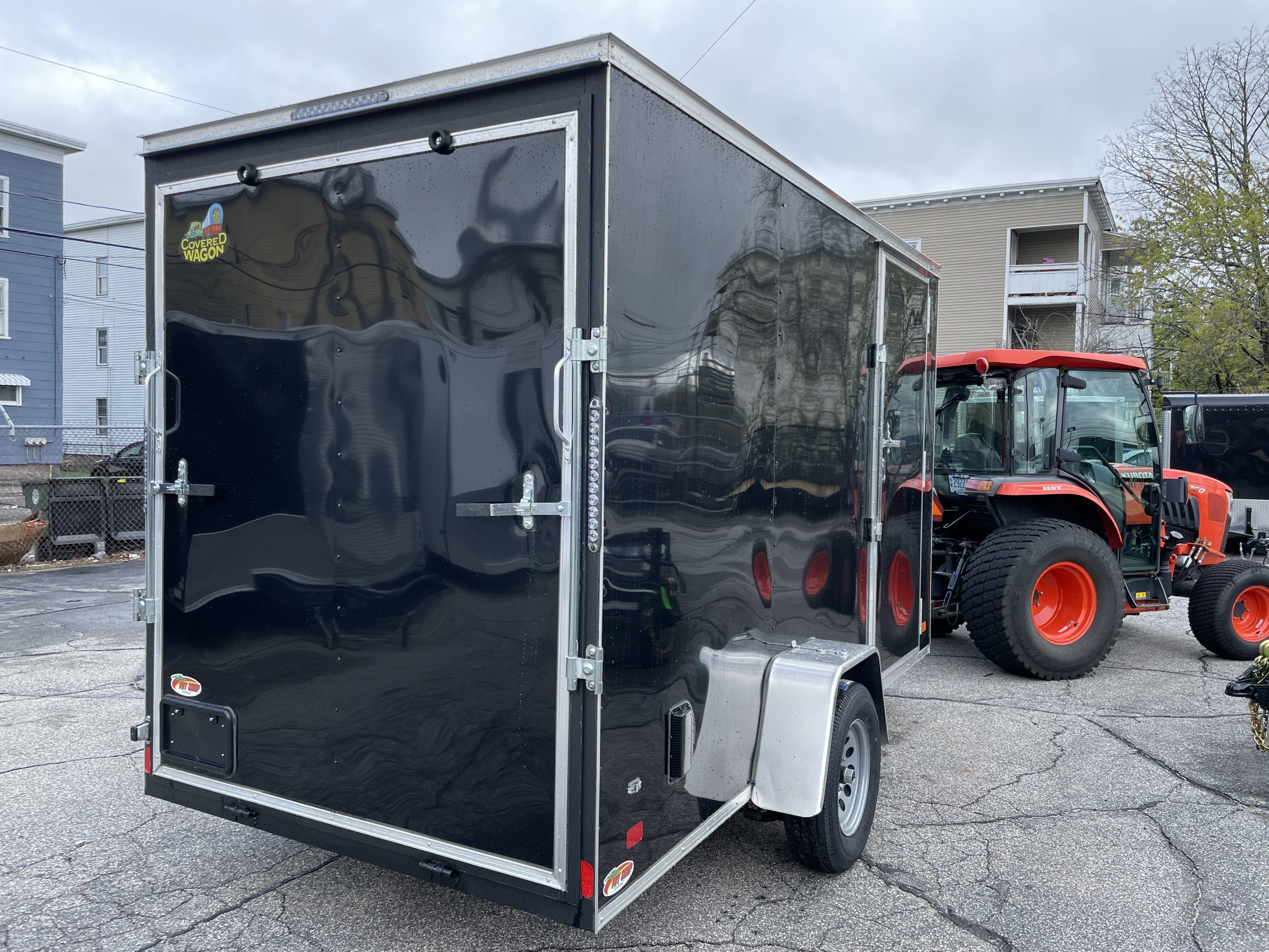 Enclosed Cargo Trailer 6'x12'+2'V BLACK RAMP Covered Wagon 7' Interior Height