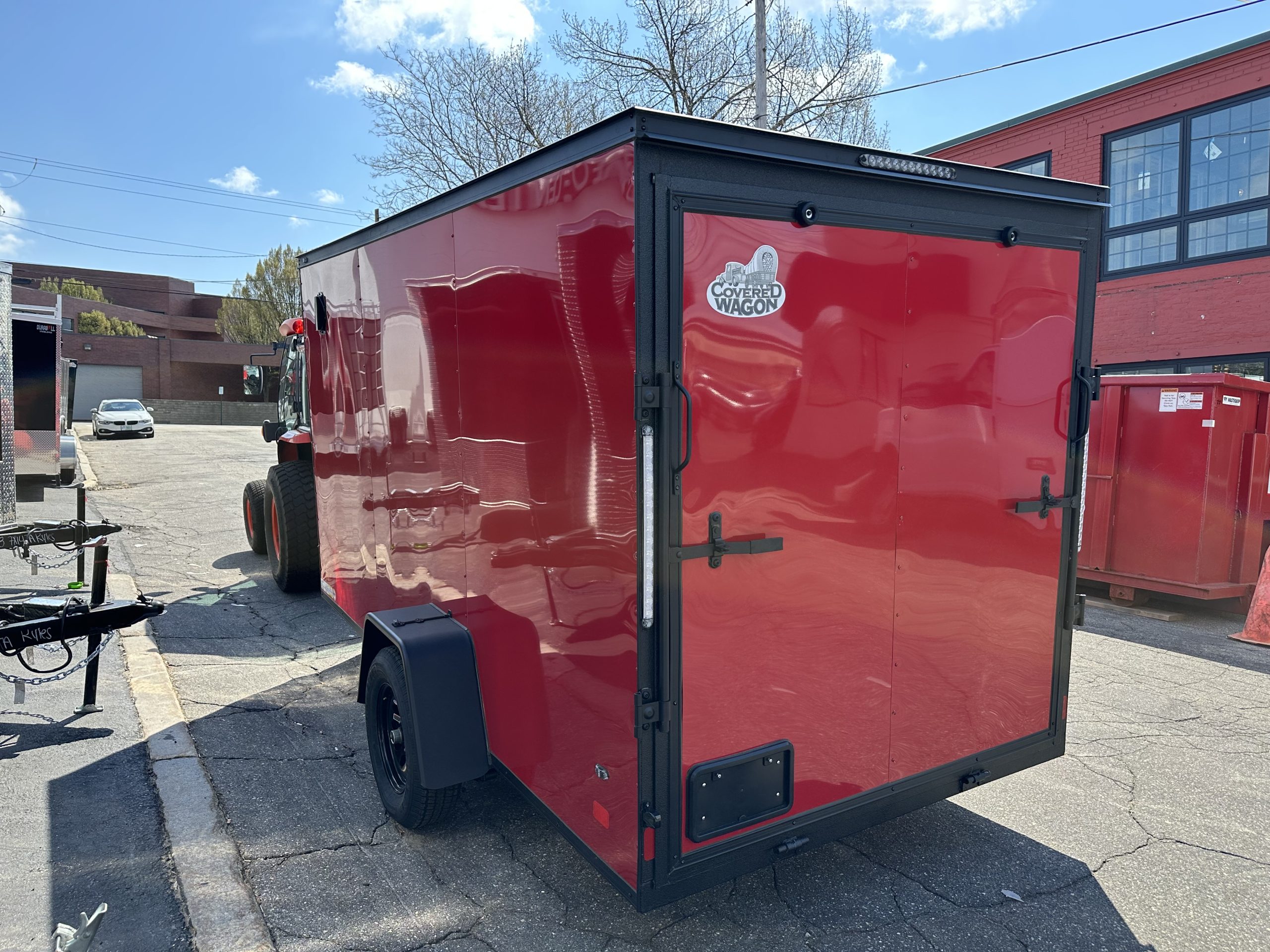 Enclosed Cargo Trailer 6'x12'+2'V Red Black Out RAMP Covered Wagon