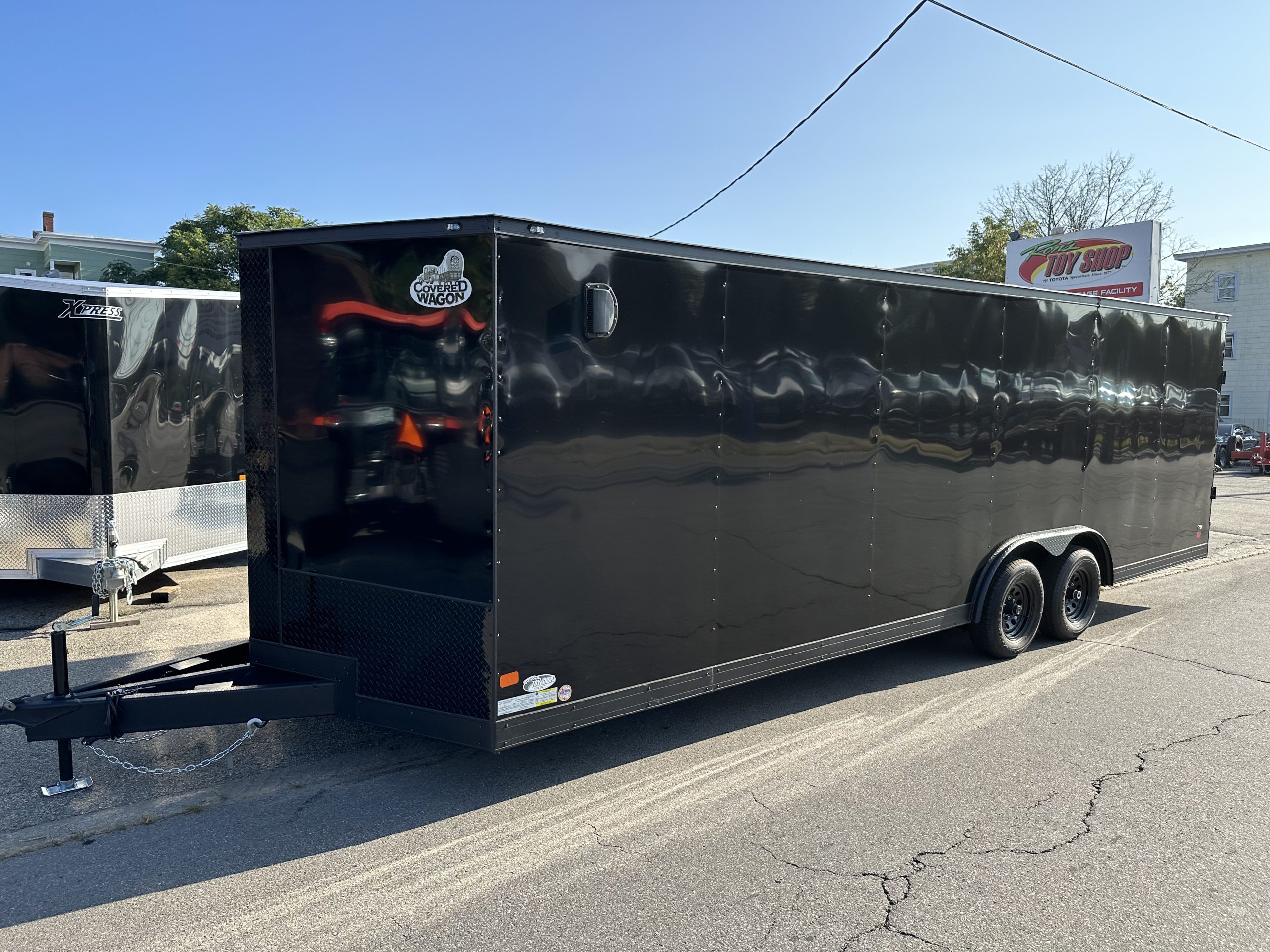 Enclosed Car Hauler Trailer 8.5'x24'+2'V BLACK OUT Covered Wagon 9990 GVWR