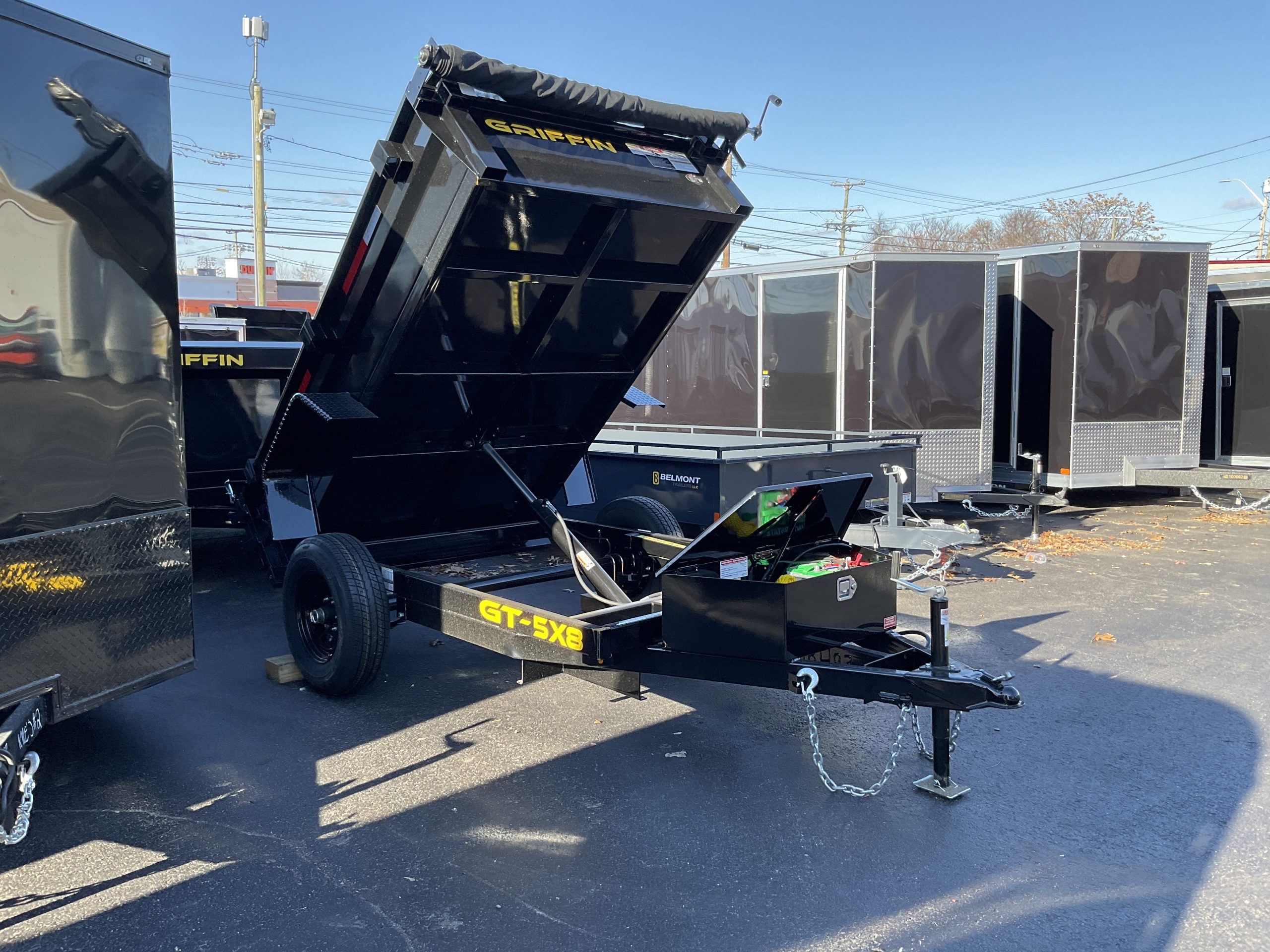 Dump Trailer 5'x8' BLACK Griffin 5K GVWR w/ Tarp