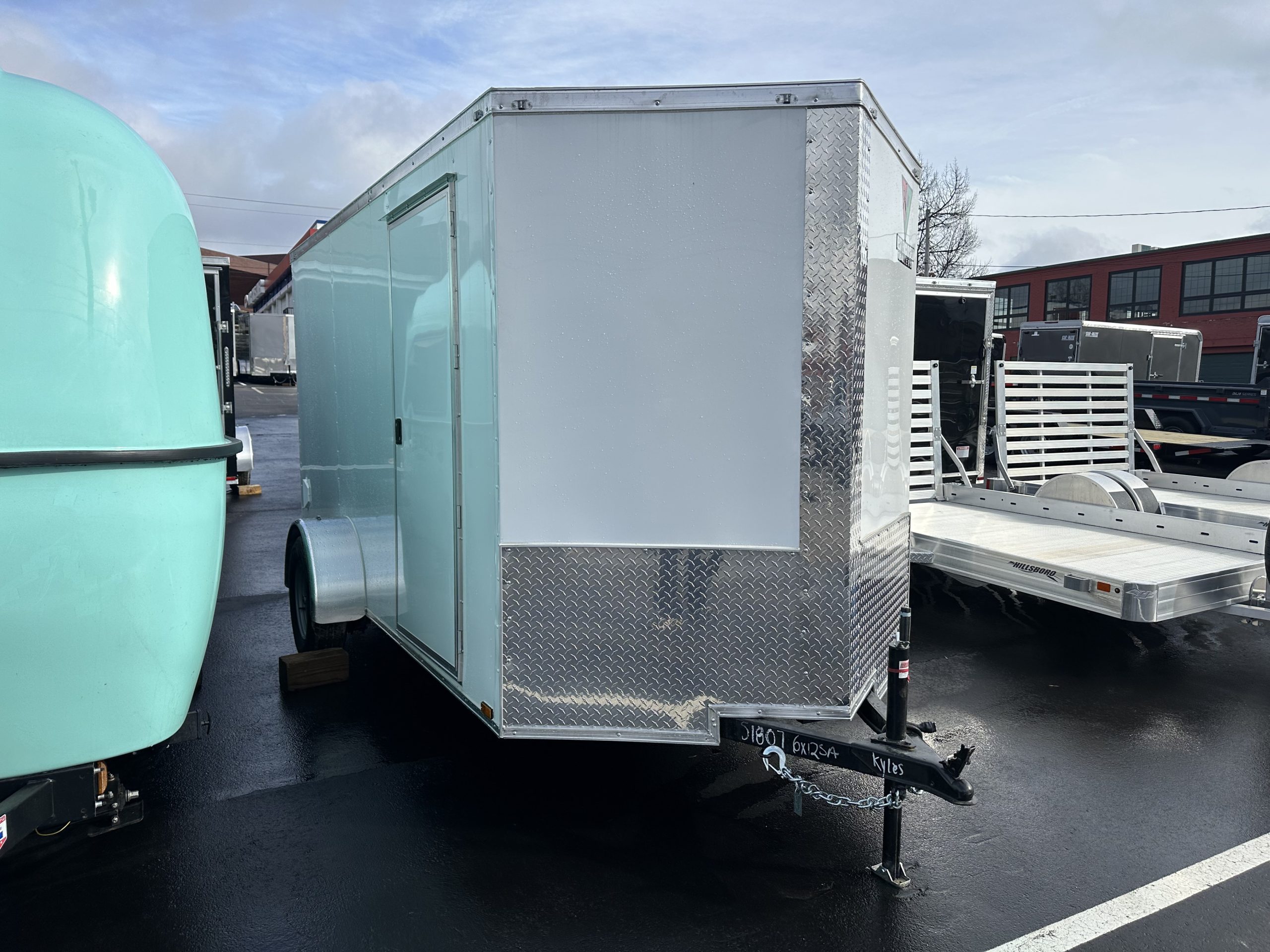 Best Enclosed Trailer 7'x12' White RAMP Single Axle