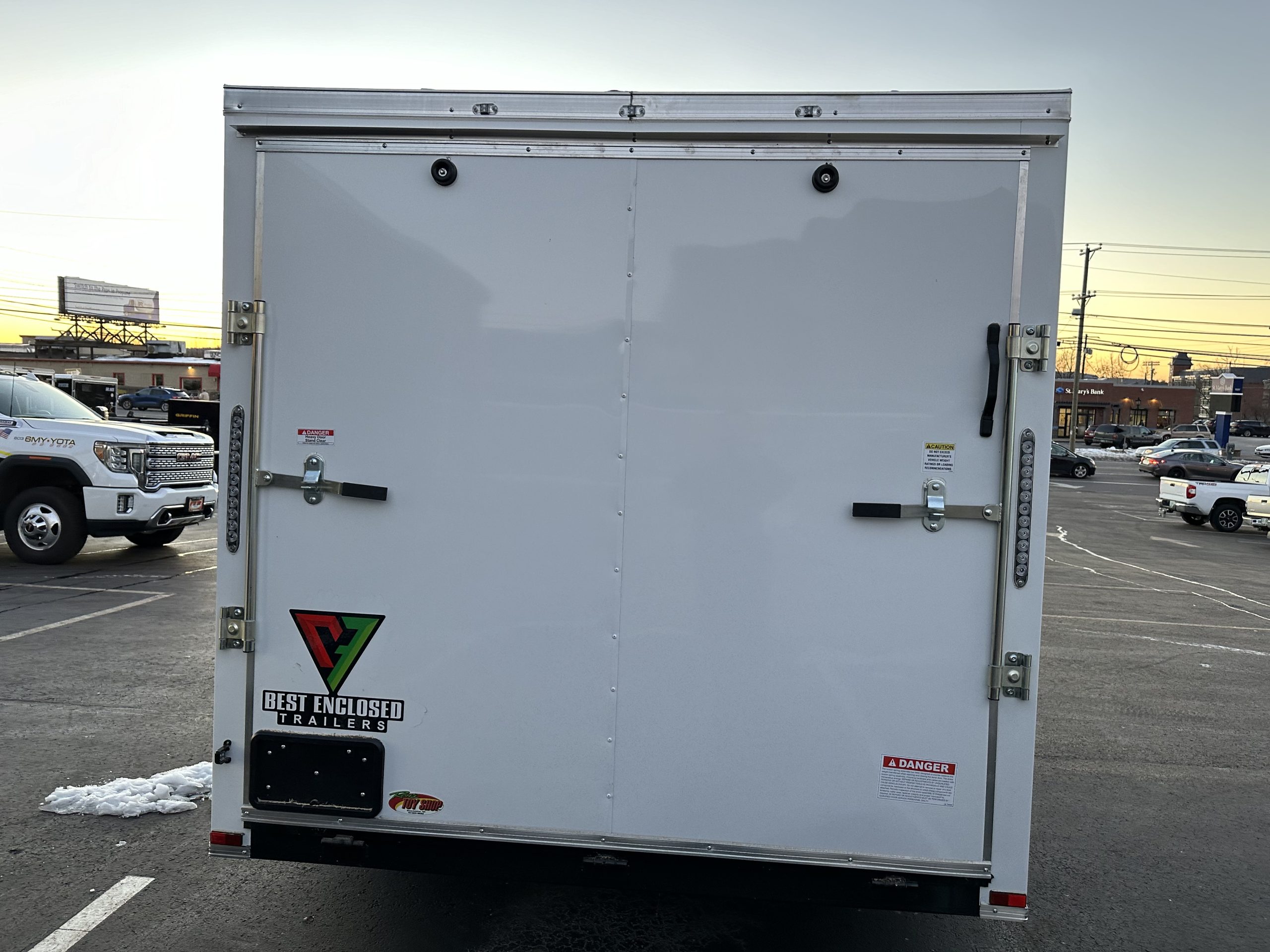 Best Enclosed Trailer 7'x16' White RAMP Dual Axle