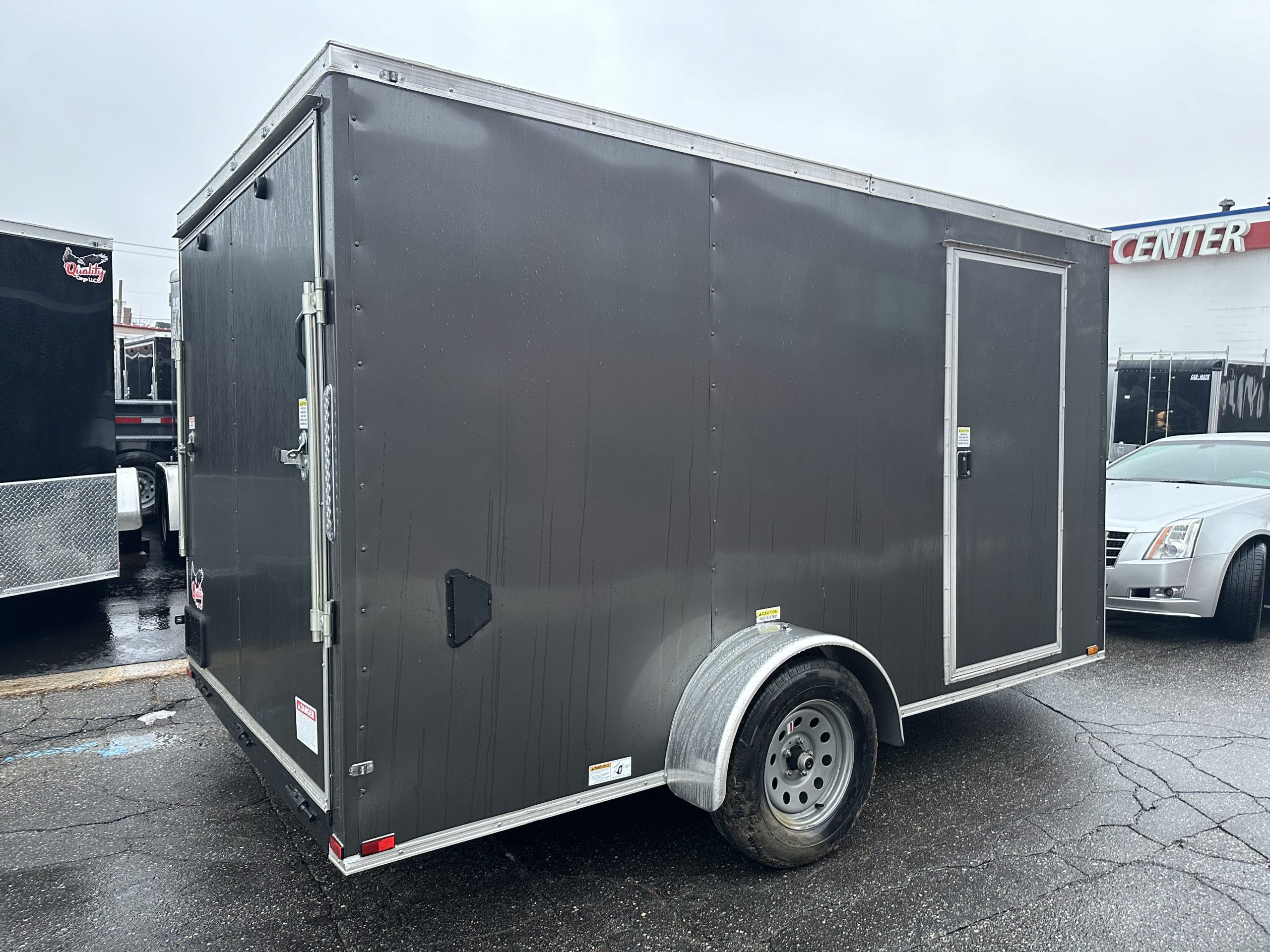 Best Enclosed Trailer 7'x12' Charcoal RAMP Single Axle