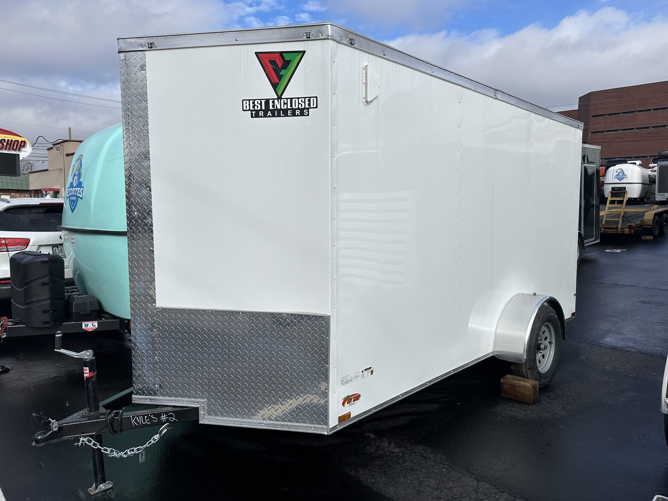 Best Enclosed Trailer 6'x12' White Ramp Door Single Axle