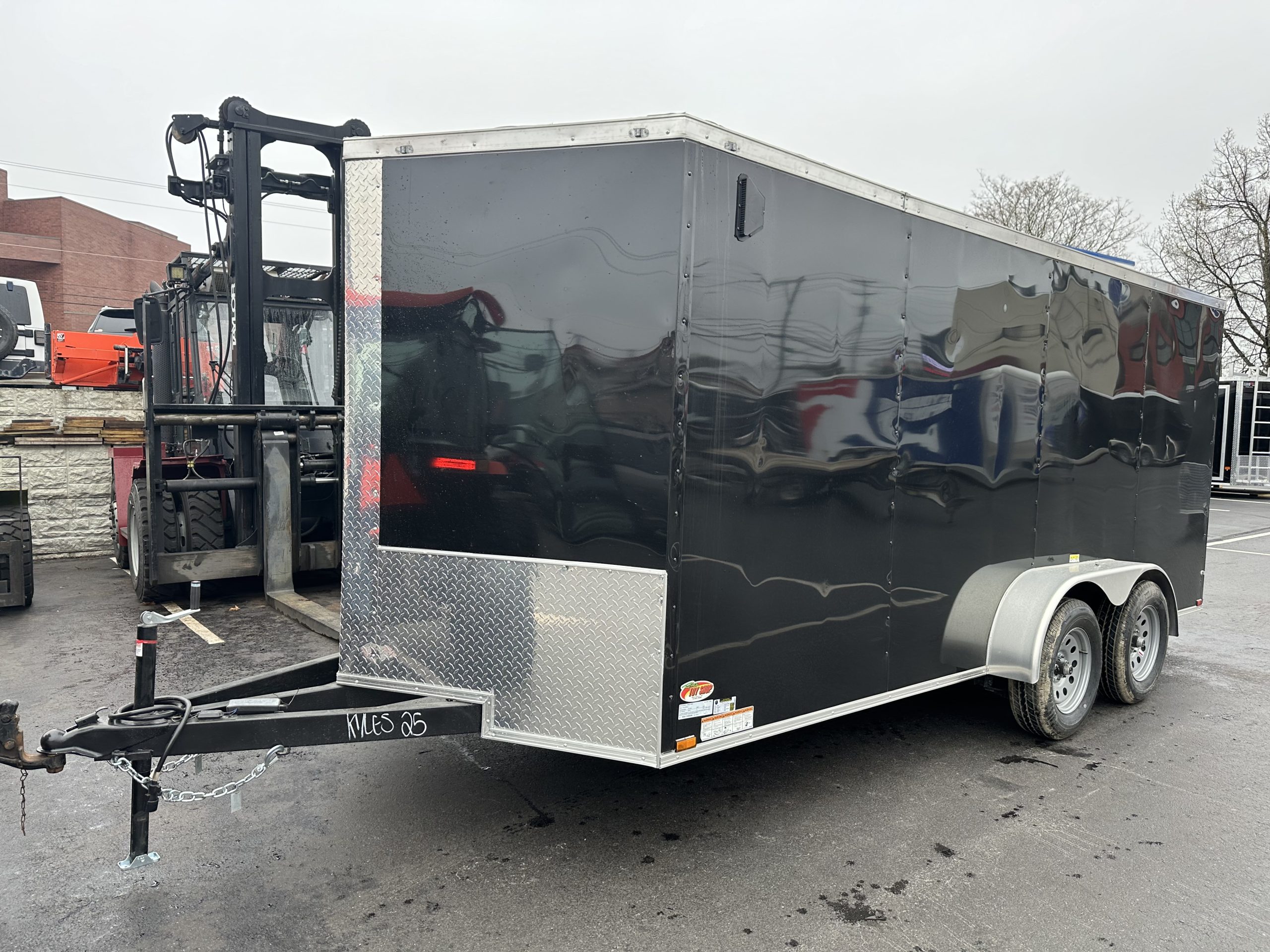 Best Enclosed Trailer 7'x16' BLACK RAMP Dual Axle Ext Tongue Landscaping Trailer