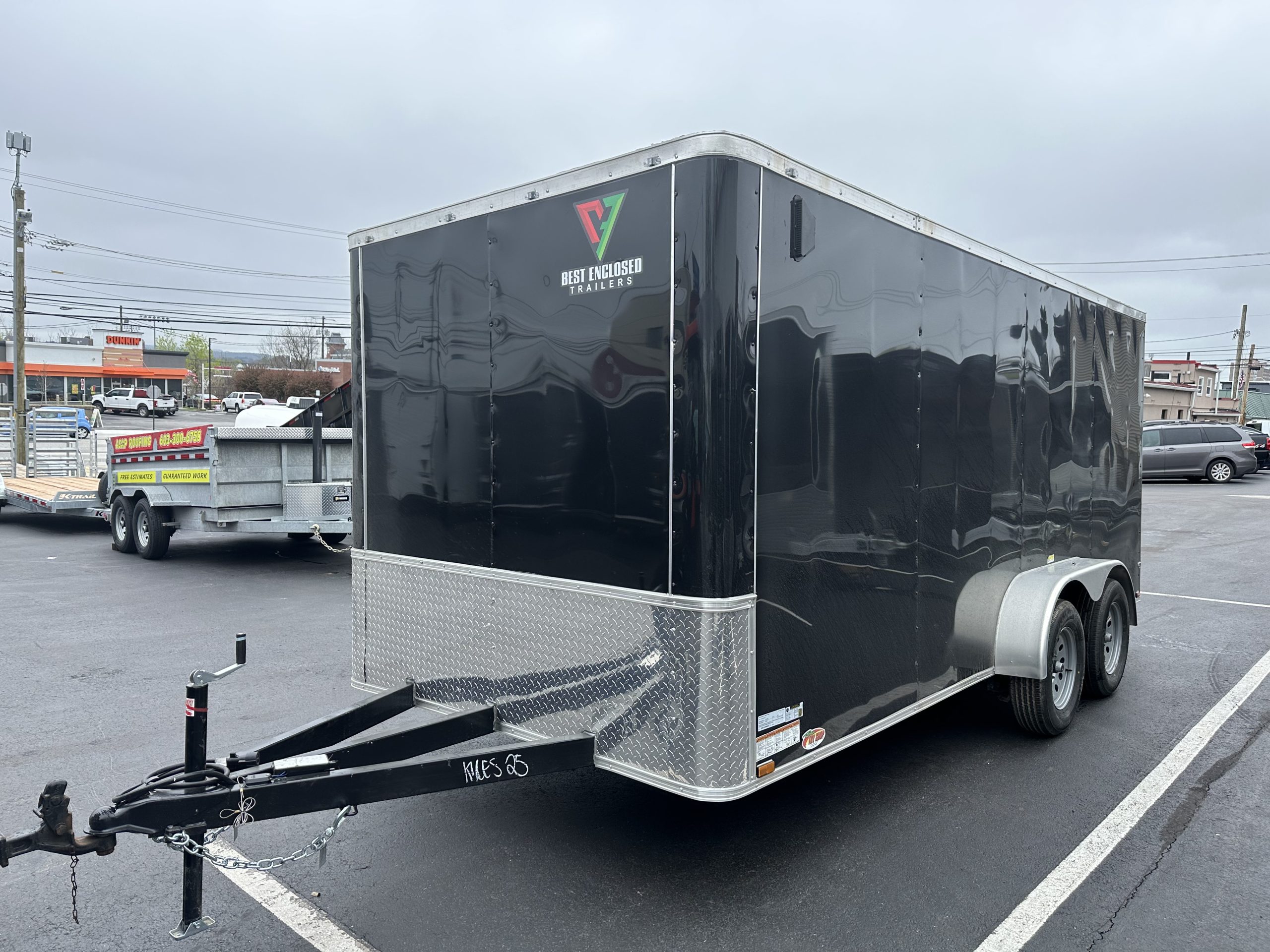 Best Enclosed Trailer 7'x16' BLACK RAMP Dual Axle Ext Tongue Landscaping Trailer