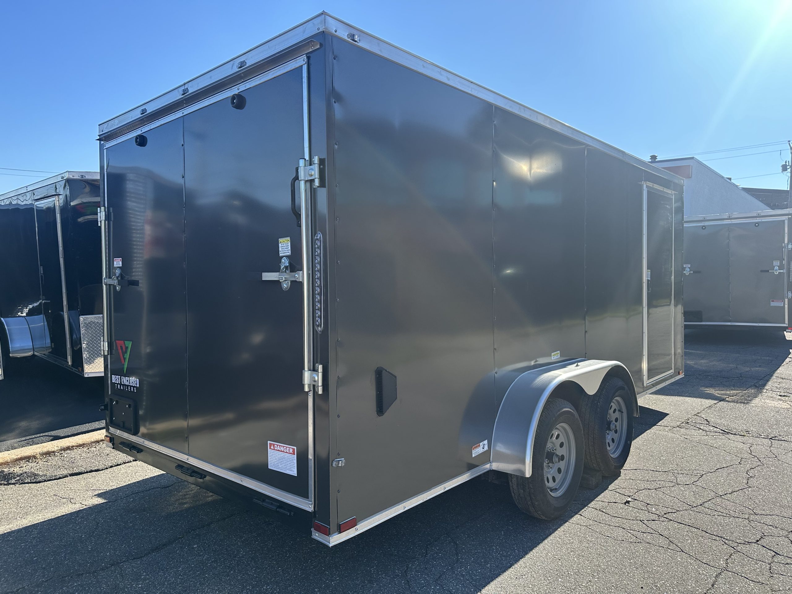 Best Enclosed Trailer 7'x16' Charcoal RAMP Dual Axle Ext Tongue Landscaping Trailer