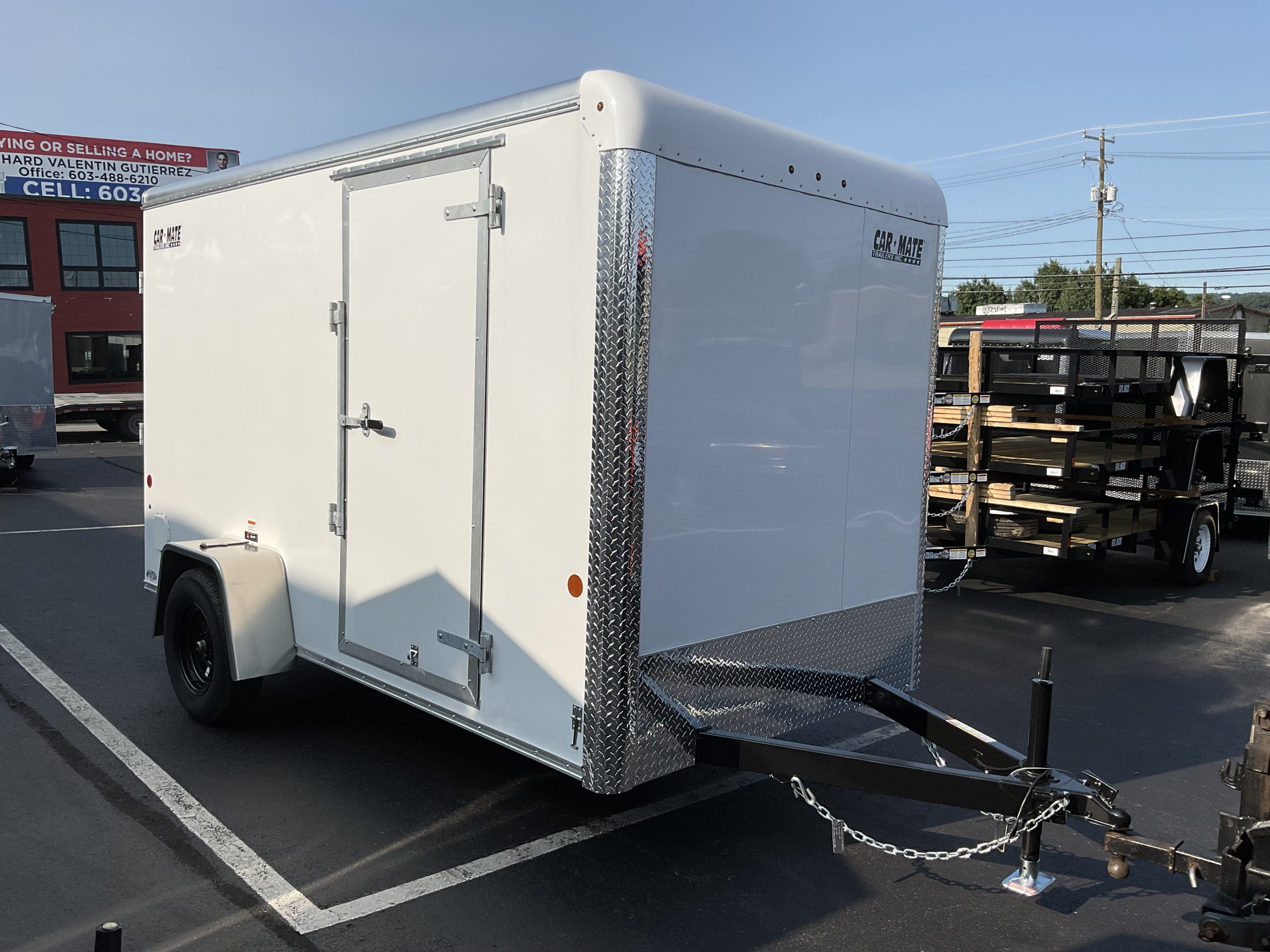 Enclosed Cargo Trailer 6'x12' White RAMP Car Mate Custom Cargo