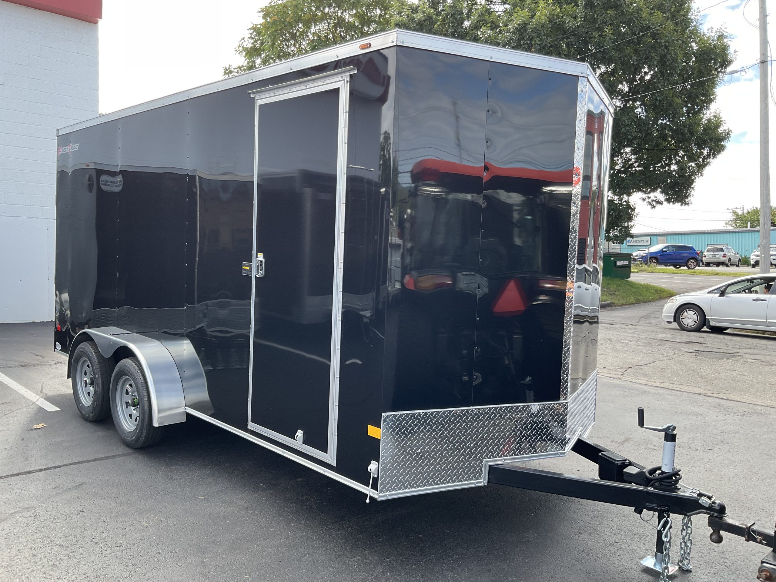 Enclosed Cargo Trailer 7'x16'+2'V Black RAMP Wells Cargo Fast Trac Deluxe 7' Interior