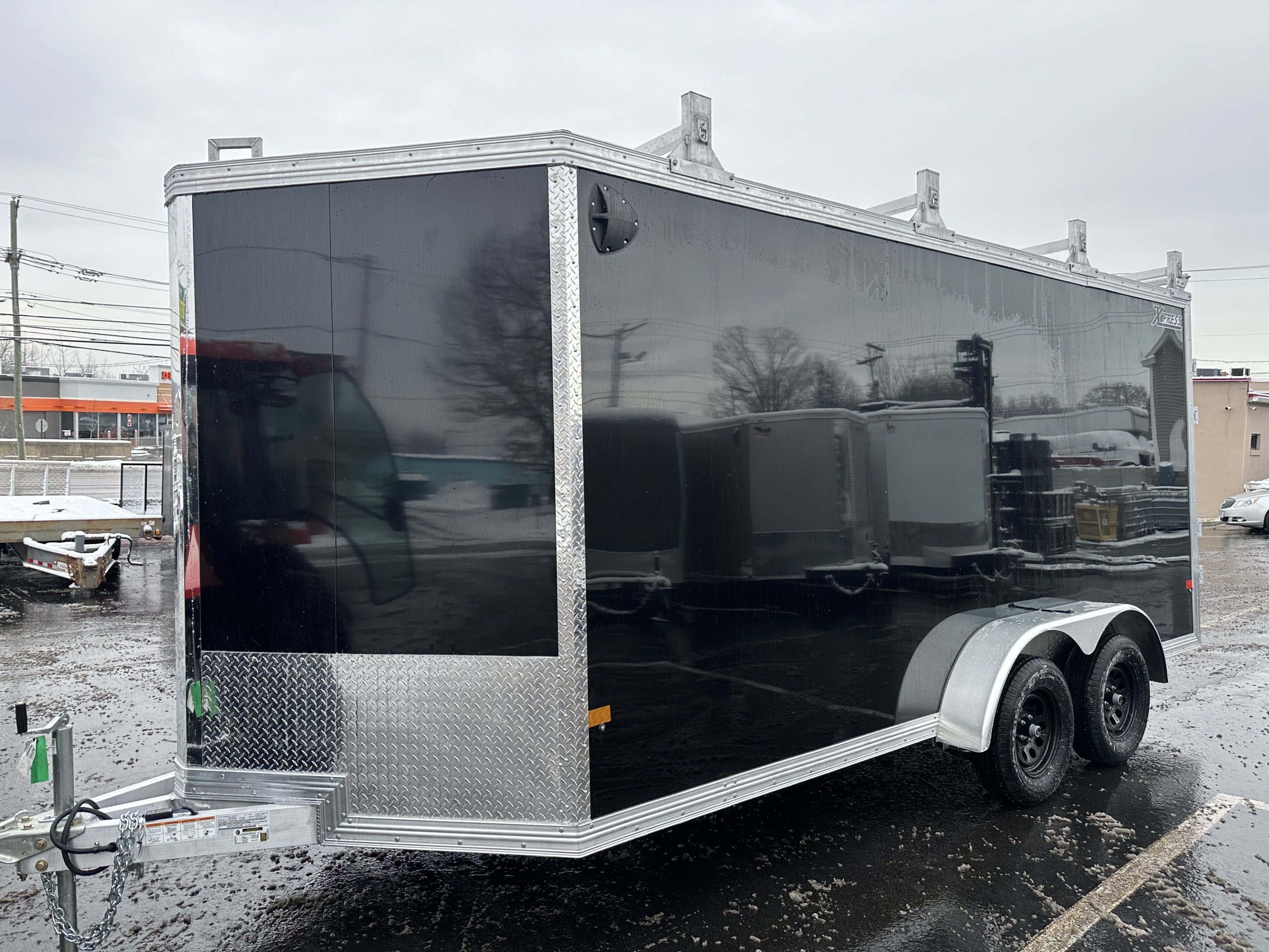 Ultimate Enclosed Contractor Trailer 7'x16' Black BARN Aluminum w/Ramps 7000 Gvwr