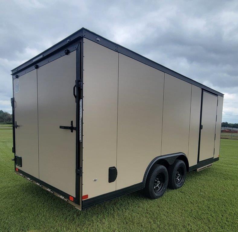 Covered Wagon Enclosed Car Hauler 8.5'x20'+2'V Desert Sand