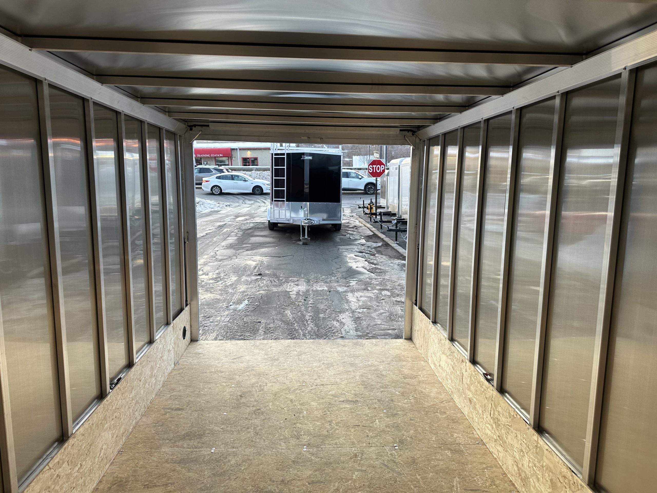 **Scratch and Dent Sale** Enclosed Aluminum Cargo Trailer 7'x14' BLACK Barn Alcom Xpress XLT Series Contractor