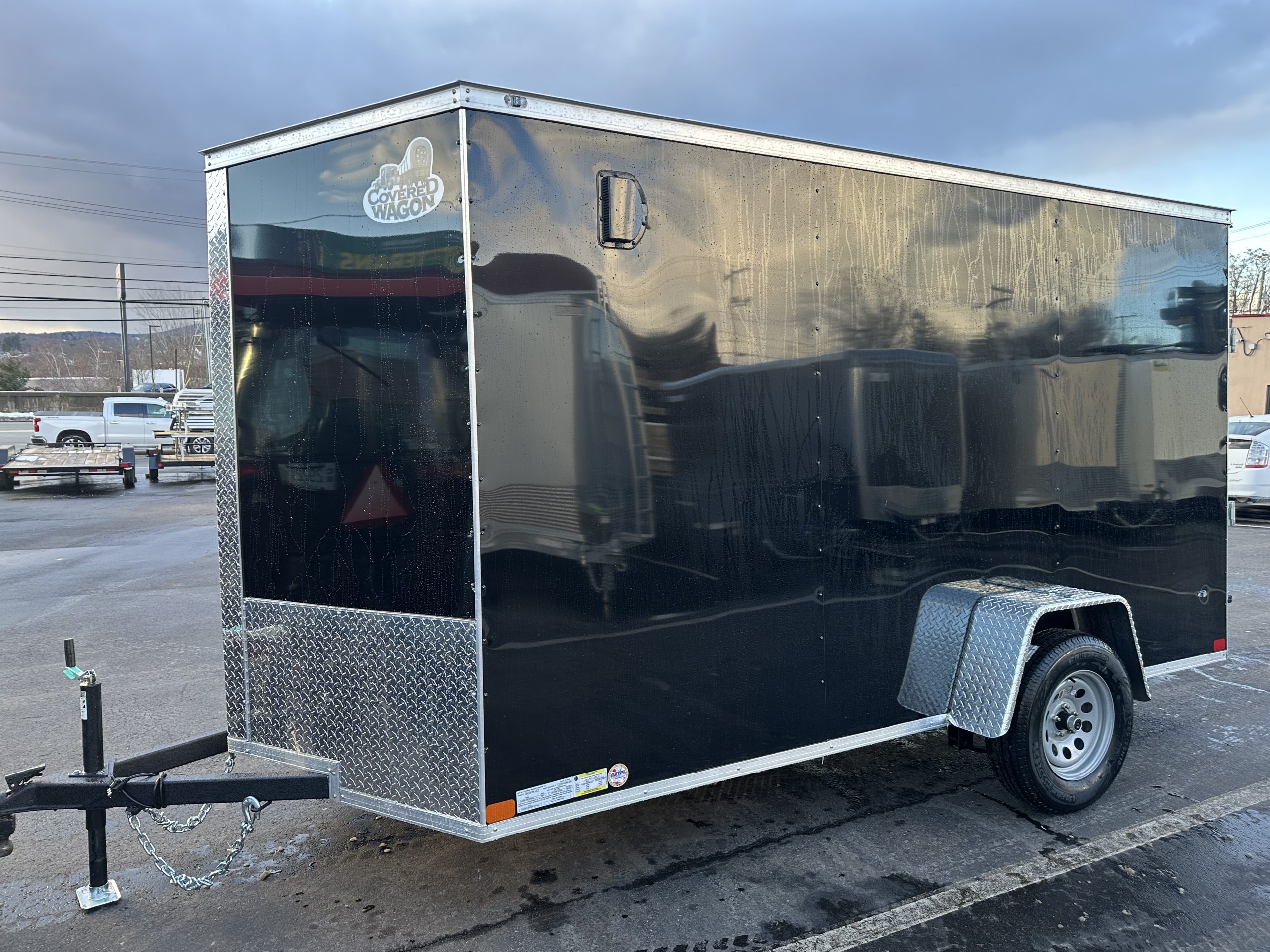 Enclosed Cargo Trailer 6'x12'+2'V BLK RAMP Covered Wagon