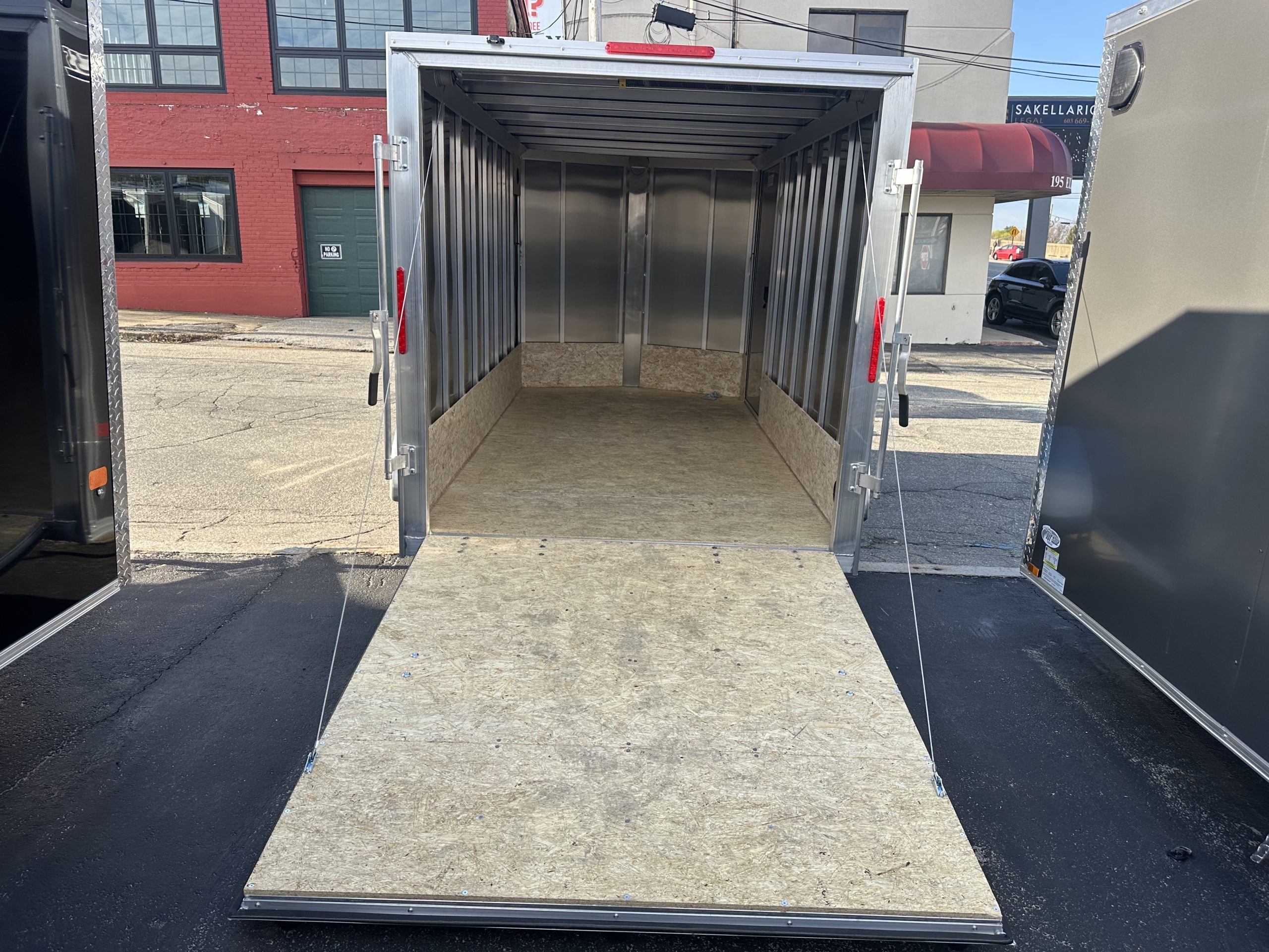 Enclosed Aluminum Cargo Trailer 6'x12' Charcoal RAMP Alcom Xpress XLT Series